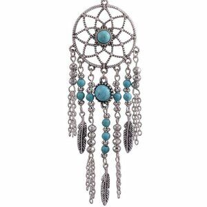 New Womens Dream Catcher Jewelry Turquoise Beaded Silver Necklace 32"